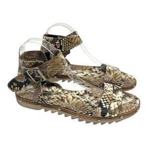 AGL Attilio Giusti Leombrum Leather Python Snake Print Sandal Women EU 40 US 9.5